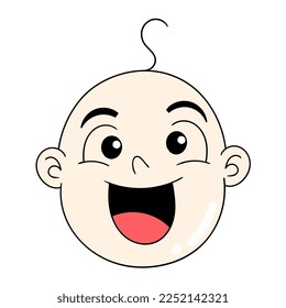 emoticon baby boy head is laughing without any sense of responsibility. vector design illustration art