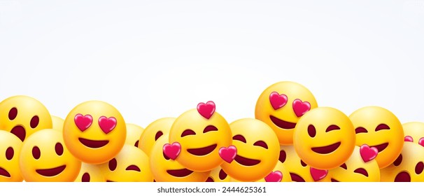 Emoticon Background Concept With Happy And Lovely Emotions