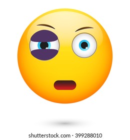  Emoticon black eye. Isolated vector illustration on white background