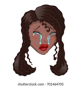 Emoticon. Black girl. Cry. For used for web, wallpaper, printing on the packaging paper, textiles.