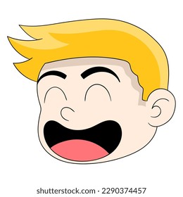 emoticon blonde head laughing happily. vector design illustration art