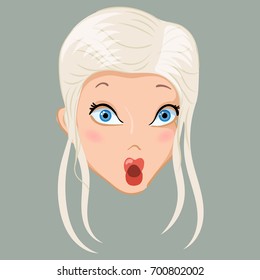 Emoticon. Blonde. Shock. For used for web, wallpaper, printing on the packaging paper, textiles.