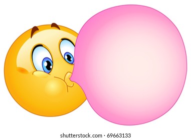 Emoticon Blowing A Bubble Gum