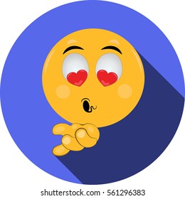 Emoticon blowing a kiss round vector icon