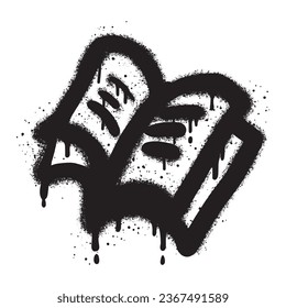 Emoticon book graffiti with black spray paint.vector illustration.