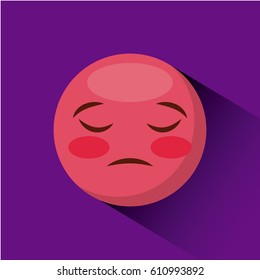 emoticon bored face icon over purple background. colorful design. vector illustration