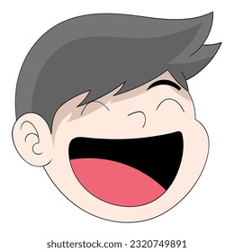 el chico de emoticonos gordo está riendo a carcajadas. ilustración de diseño vectorial