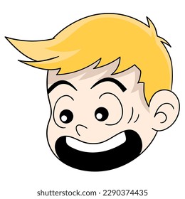 emoticon boy head expression laughing happy mocking. vector design illustration art