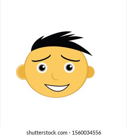 emoticon boy on a white background - laughing shyly