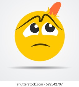 Emoticon with bump in a flat design