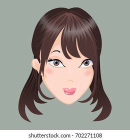 Emoticon. Calm asia girl. For used for web, wallpaper, printing on the packaging paper, textiles.