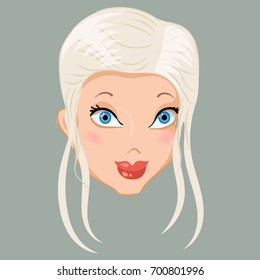 Emoticon. Calm blonde. For used for web, wallpaper, printing on the packaging paper, textiles.