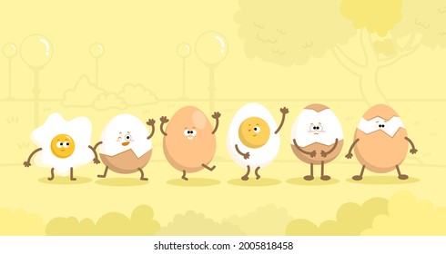 Emoticon Cartoon Egg Characters Vector Set Stock Vector Royalty Free