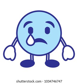 emoticon cartoon face depressive tear character blue