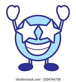 emoticon cartoon face happy star eyes character blue