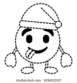emoticon cartoon face tongue out and christmas hat character