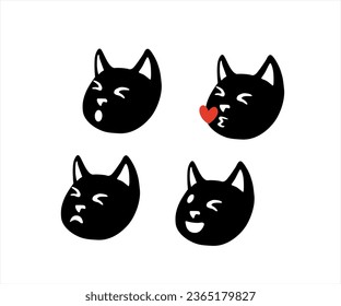 emoticon cat icons logo set 