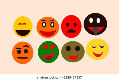 emoticon characteristic and varied on a colored background