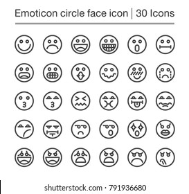 emoticon circle face line icon,editable stroke