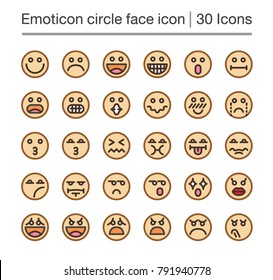 emoticon circle face line icon,editable stroke
