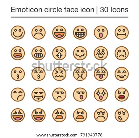 emoticon circle face line icon,editable stroke
