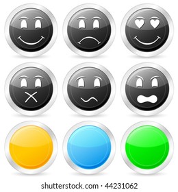 Emoticon circle icon set on a white background. Vector illustration.