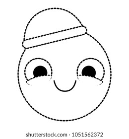 emoticon circular face kawaii character