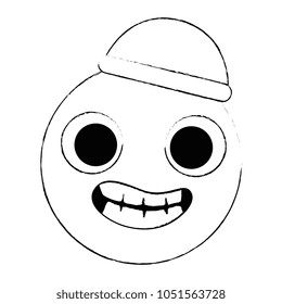 emoticon circular face kawaii character