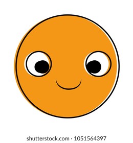 emoticon circular face kawaii character