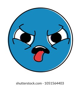 emoticon circular face kawaii character