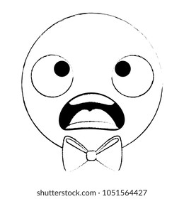 emoticon circular face kawaii character
