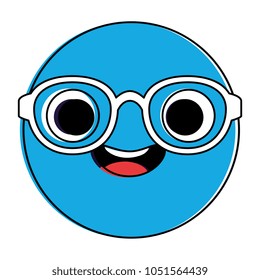 emoticon circular face kawaii character