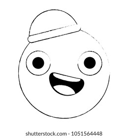 emoticon circular face kawaii character
