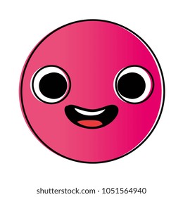 emoticon circular face kawaii character