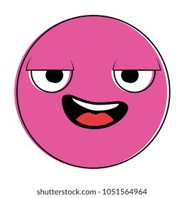 emoticon circular face kawaii character