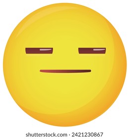 Emoticon with closed eyes and mouth isolated on white, vector illustration. Representing expressionless face, indifference, tiredness, annoyance, frustration, extreme boredom and sleepiness