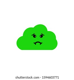 Emoticon cloud green with Nausea. cloud icon. Green Emoji. Isolated Illustration on White Background