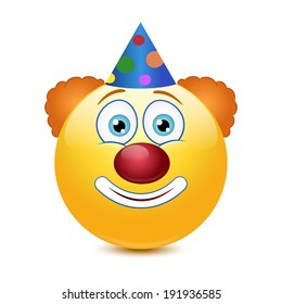 Emoticon with clown nose on a white background