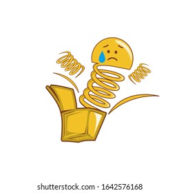 Emoticon clown out of a box. Emoji vector toy element icon. Premium quality graphic design icon. Symbols collection icon for websites, web design, mobile app on white background. Surprise icon.