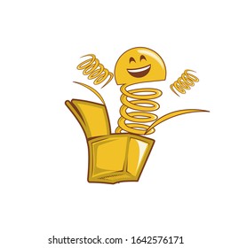 Emoticon clown out of a box. Emoji vector toy element icon. Premium quality graphic design icon. Symbols collection icon for websites, web design, mobile app on white background. Surprise icon.