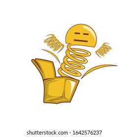 Emoticon clown out of a box. Emoji vector toy element icon. Premium quality graphic design icon. Symbols collection icon for websites, web design, mobile app on white background. Surprise icon.