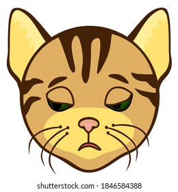 an emoticon with a cool offended cat with its eyes closed, color emoji clip art on a white isolated background