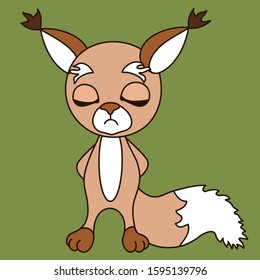 an emoticon with a cool offended squirrel that stands with its eyes closed and hands clasped behind its back, color clip art on a isolated background