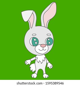 emoticon with a cool rabbit, who is standing and smiling, color vector illustration