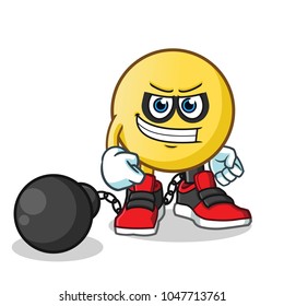 emoticon criminal mascot vector cartoon illustration