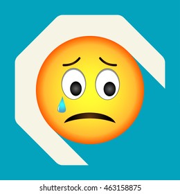 Emoticon cry face. Cry emoji. Isolated vector illustration on background