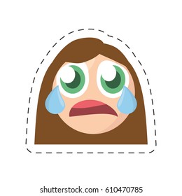 emoticon cry female comic image vector illustration eps 10