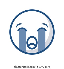 emoticon crying face icon over white background. vector illustration
