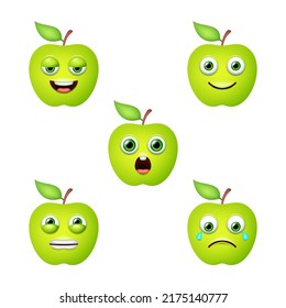 Emoticon de la linda Apple. Conjunto vectorial aislado