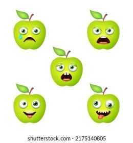 Emoticon of cute Apple. Isolated vector set